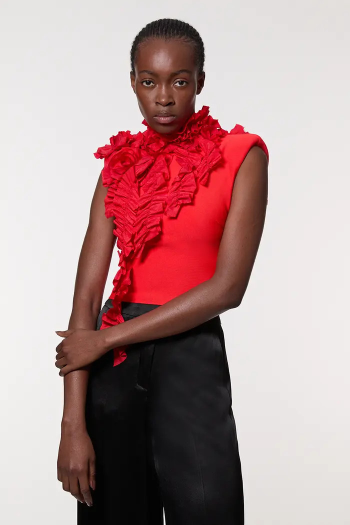 Woven Rosette Crop Detail Top | Nordstrom
