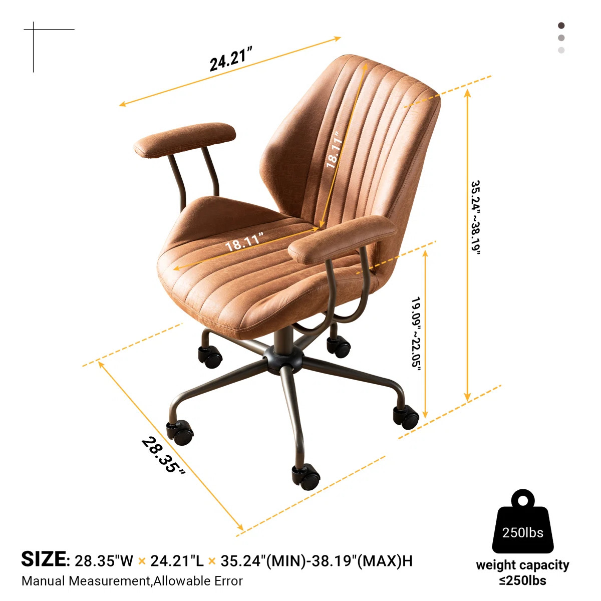 Ergonomic Office Chair, Suede Fabric Desk Chair, Home Office Computer Task Chair With Armrest & W... | Wayfair North America