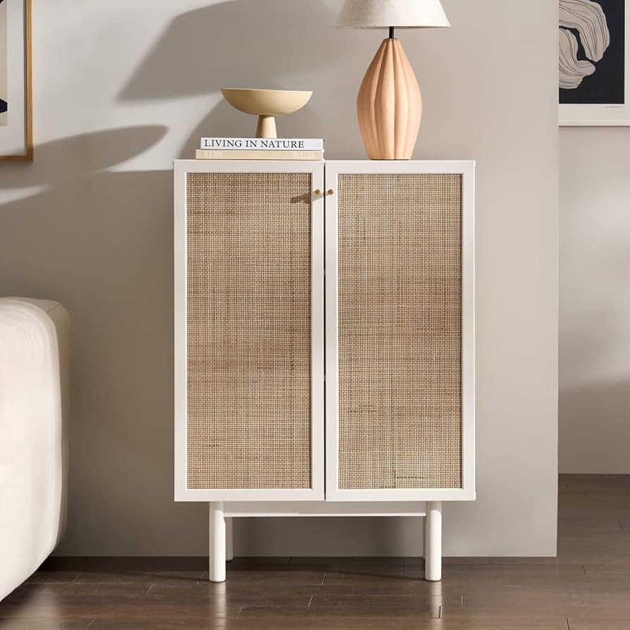 Mopio Hannah Tall Storage Cabinet, Natural Rattan Farmhouse Storage Cabinet with Doors and Shelve... | Amazon (US)
