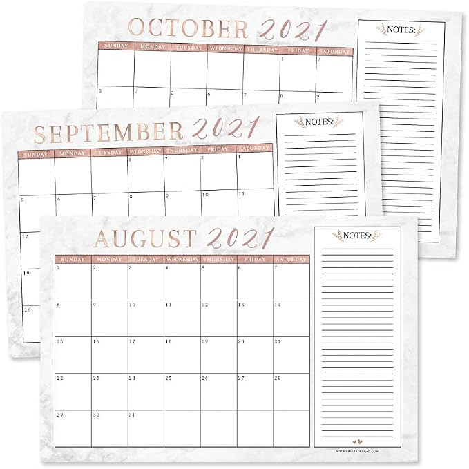 Rose Gold Marble 2021-2022 Desk Calendar, Large Monthly Wall Planner, 18 Month Academic Desktop C... | Amazon (US)