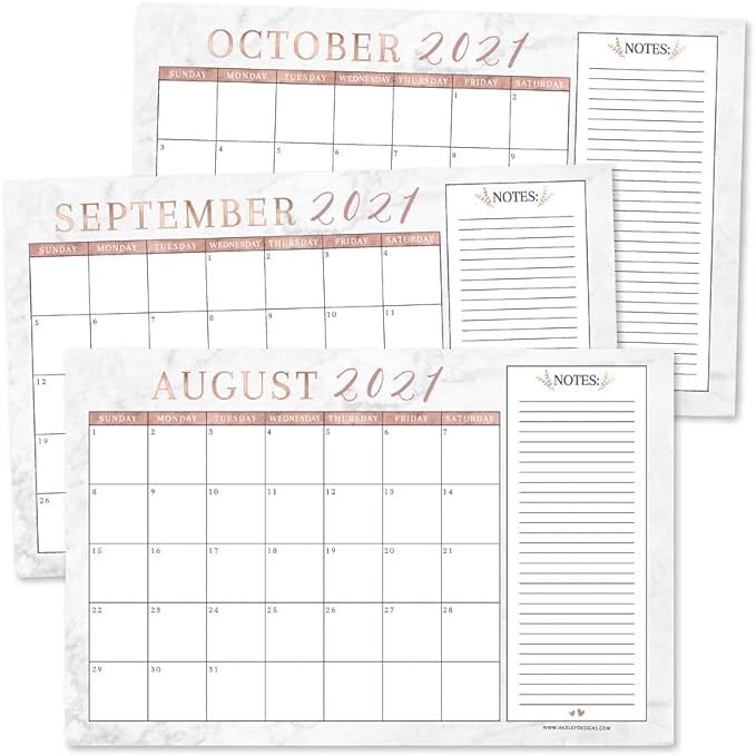 Rose Gold Marble 2021-2022 Desk Calendar, Large Monthly Wall Planner, 18 Month Academic Desktop C... | Amazon (US)