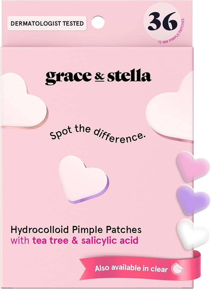 grace & stella Award Winning Pore Strip - Pimple Patches for Face - Heart Hydrocolloid Zit Sticke... | Amazon (US)