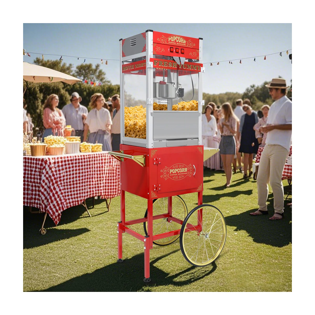 20oz Commercial Popcorn Maker,popcorn Cart,with Stainless Steel Kettle, Heat Keeper Light & Acces... | Wayfair North America