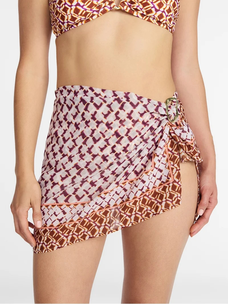 Time and Tru Women's and Women's Plus Mini Sarong Coverup with Ring Buckle, Sizes S/M-1X/2X | Walmart (US)