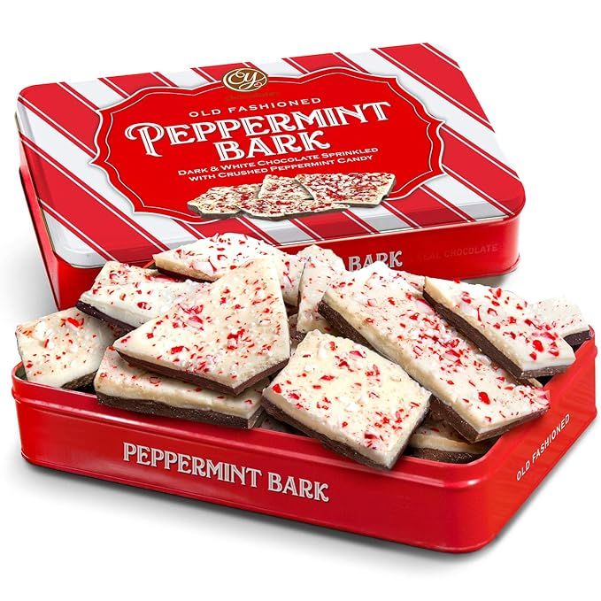 Traditional Layered Dark and White Chocolate Peppermint Bark in Gift Tin | Amazon (US)