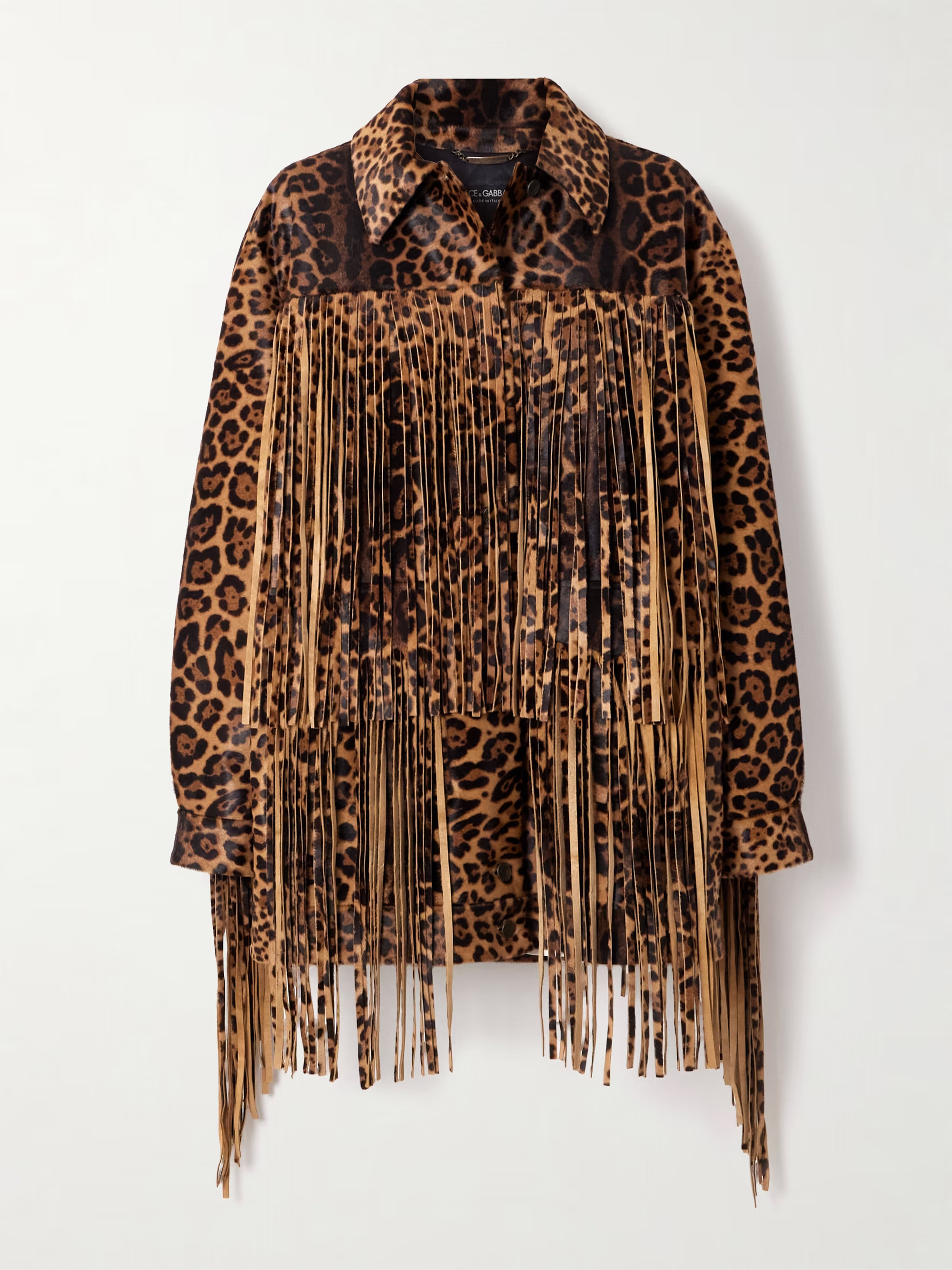 Fringed leopard-print calf hair jacket | NET-A-PORTER (US)