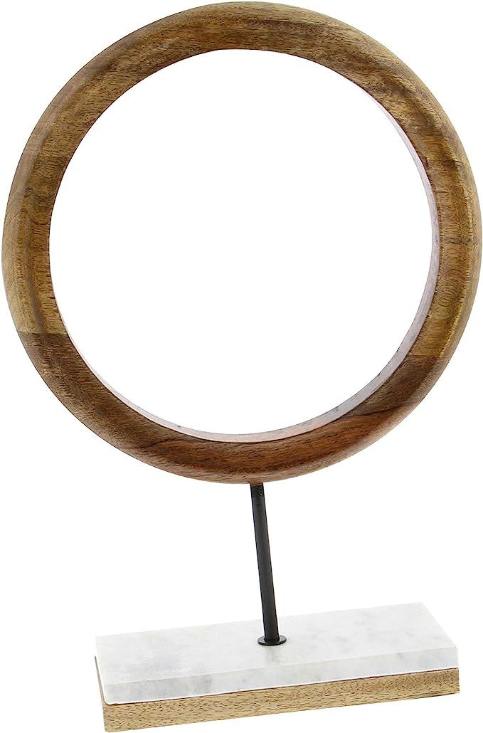 Deco 79 94517 Mango Wood and Marble Ring Sculpture, 17" x 11", Brown/White/Black | Amazon (US)