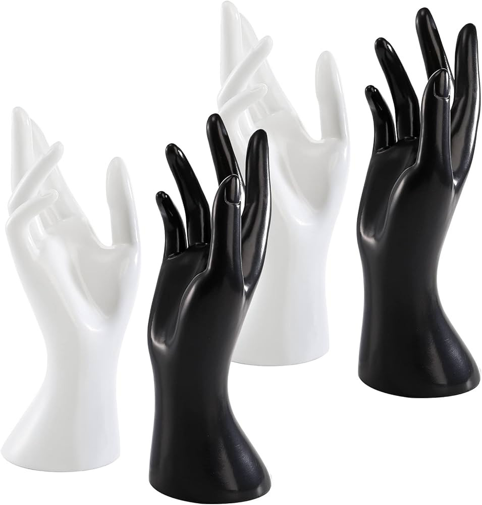 Okllen 4 Pack Female Mannequin Hand, Hand Ring Display Stand Jewelry Organizer Bracelet Bangle Ne... | Amazon (US)