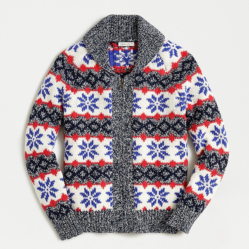 Boys' zip-up cardigan sweater with snowflakes | J.Crew US