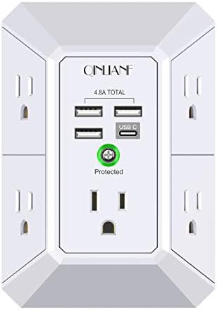 USB Wall Charger, Surge Protector, QINLIANF 5 Outlet Extender with 4 USB Charging Ports ( 4.8A To... | Amazon (US)
