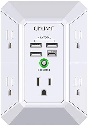 Amazon.com: USB Wall Charger, Surge Protector, QINLIANF 5 Outlet Extender with 4 USB Charging Por... | Amazon (US)