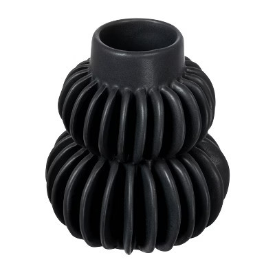 Storied Home Decorative Pleated Stoneware Vase, Black | Target