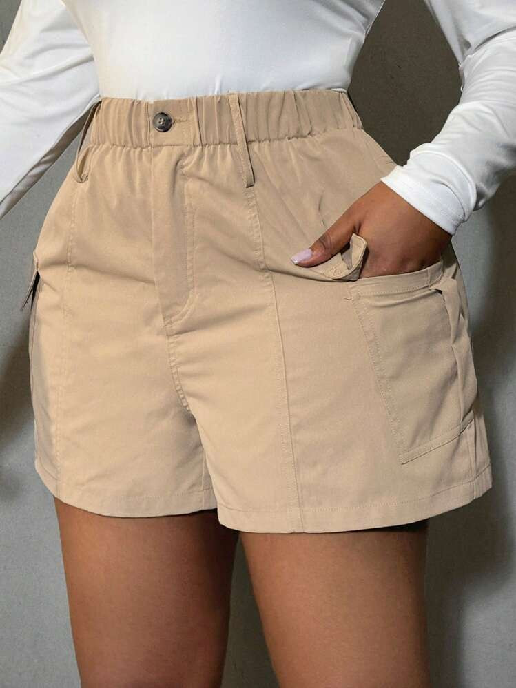 SHEIN SXY Plus Size Women's Solid Color Simple Daily Shorts | SHEIN