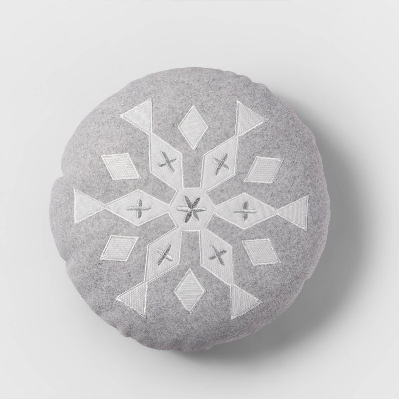 Reversible Snowflakes Round Decorative Pillow Red/Gray - Wondershop™ | Target