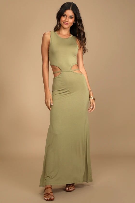 All Your Angles Olive Green Cutout Maxi Dress | Lulus (US)
