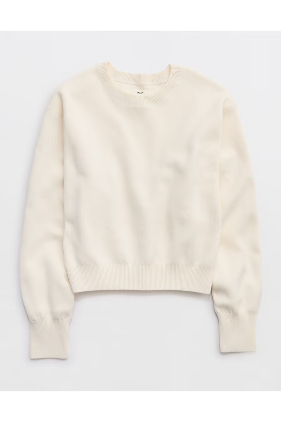 Aerie Cropped Crew Sweater Women's Natural XXS | American Eagle Outfitters (US & CA)
