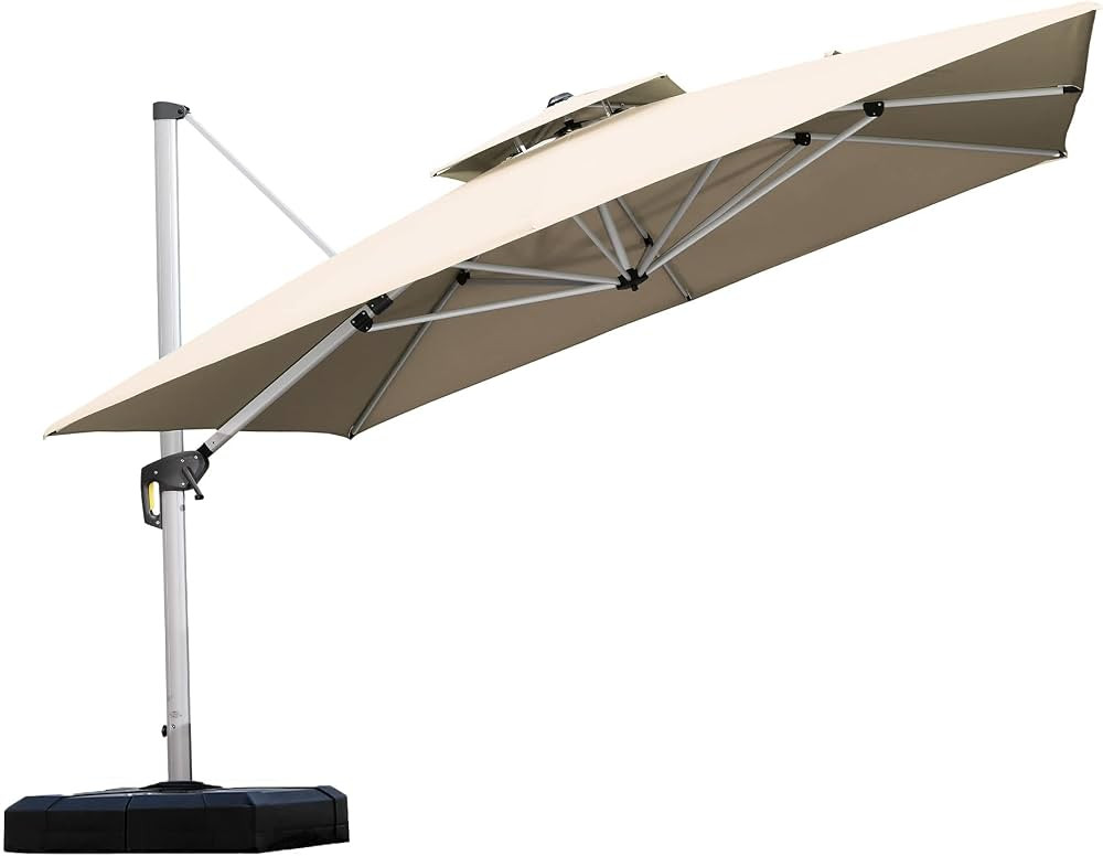 PURPLE LEAF 11 Feet Double Top Deluxe Square Patio Umbrella Offset Hanging Umbrella Outdoor Marke... | Amazon (US)