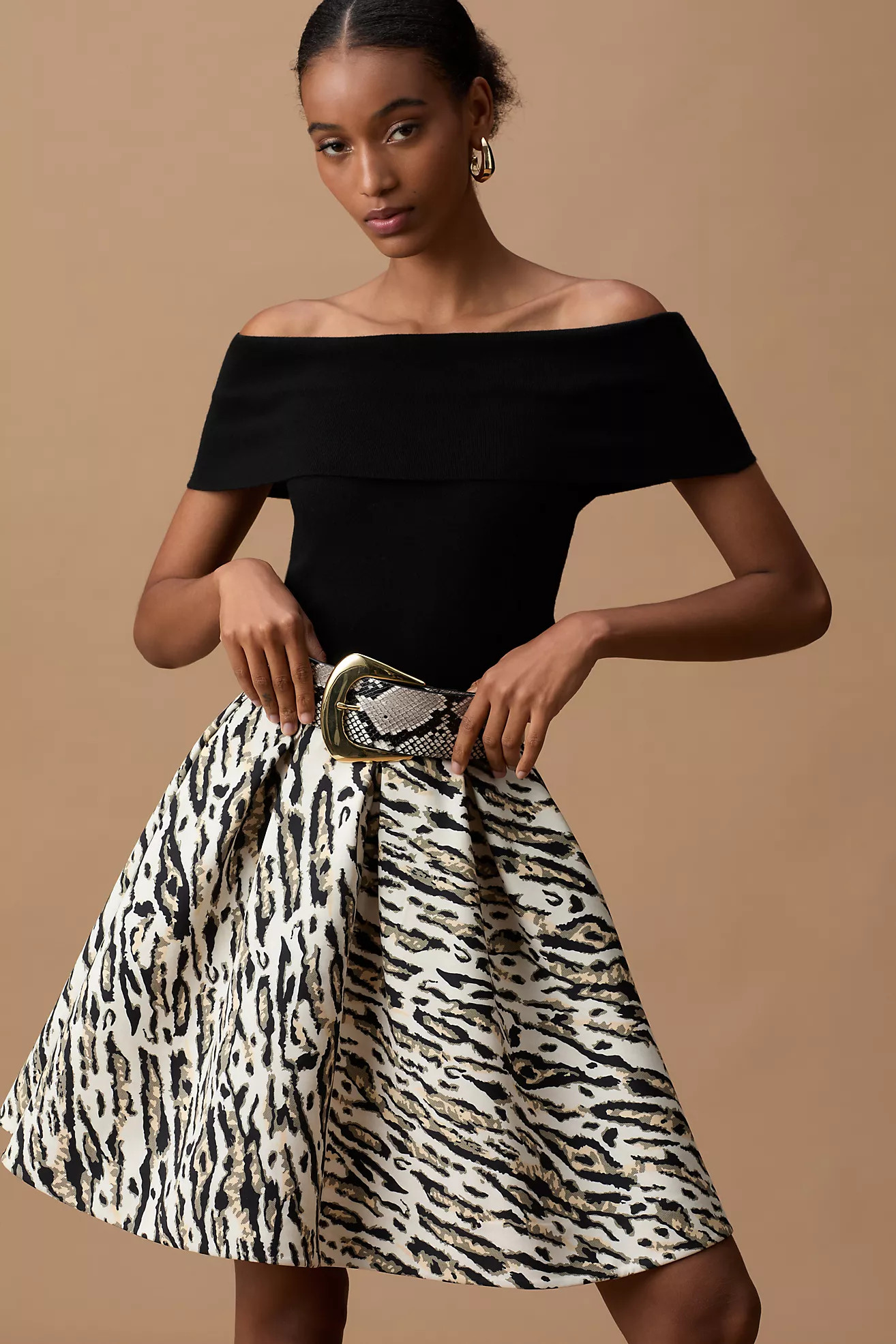 THEO The Label Tyche Jacquard Pleated Mini Skirt | Anthropologie (US)