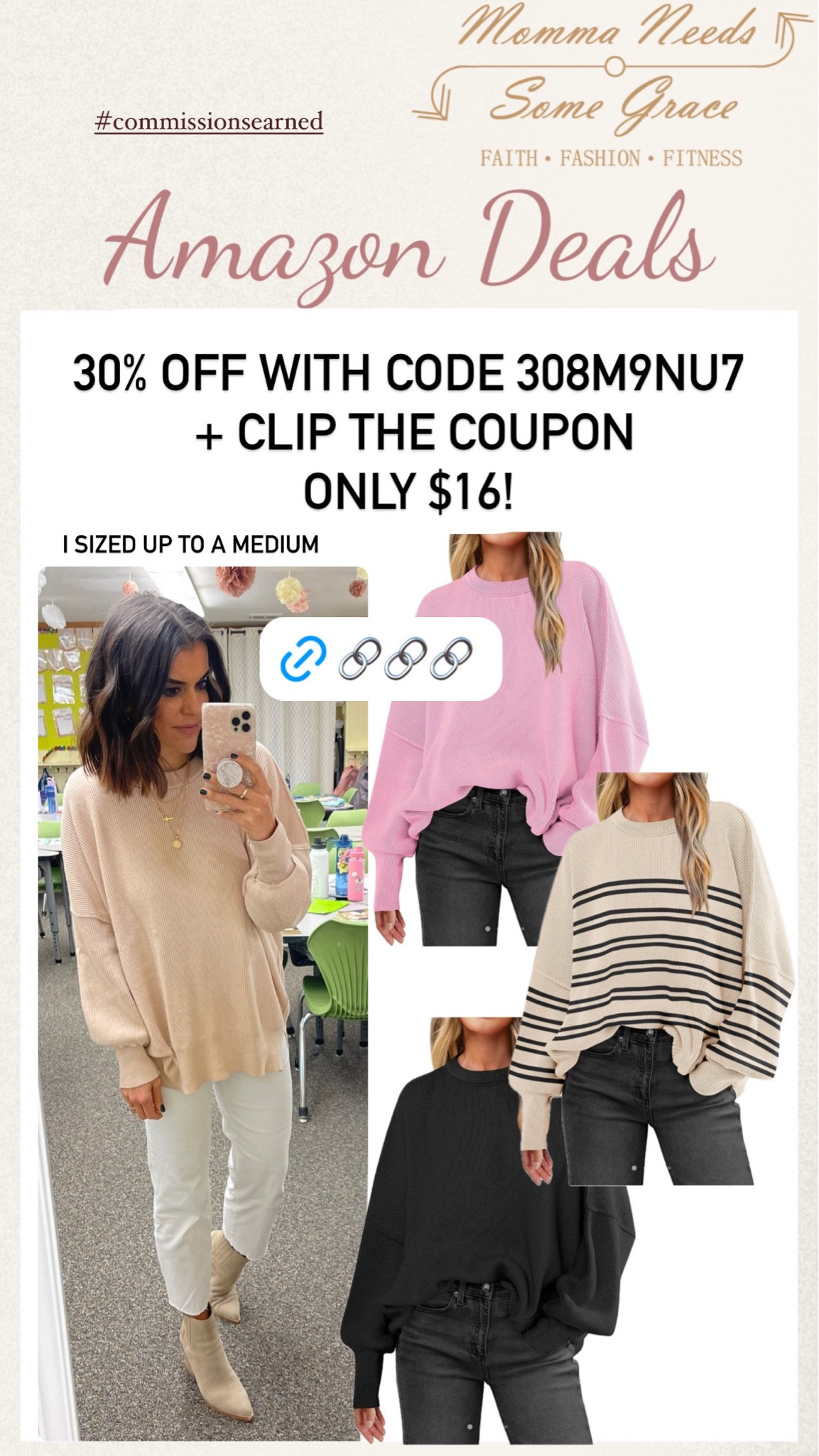 Sweater on sale for only $16! I’m in a size medium. 

How to use the promo code 👇🏼

Copy the code above (screenshot and then go to the picture, hold your finger down on top of the code), paste it in the box at checkout (the box is at the bottom of the payment page) . Hit space and "go" on the keyboard. Then the code should be applied.

#LTKSaleAlert #LTKSeasonal #LTKBacktoSchool