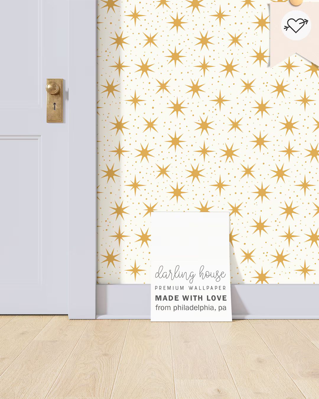 Retro Gold Star Constellation Wallpaper Premium Removable Peel and Stick Vintage Midcentury Moder... | Etsy (US)