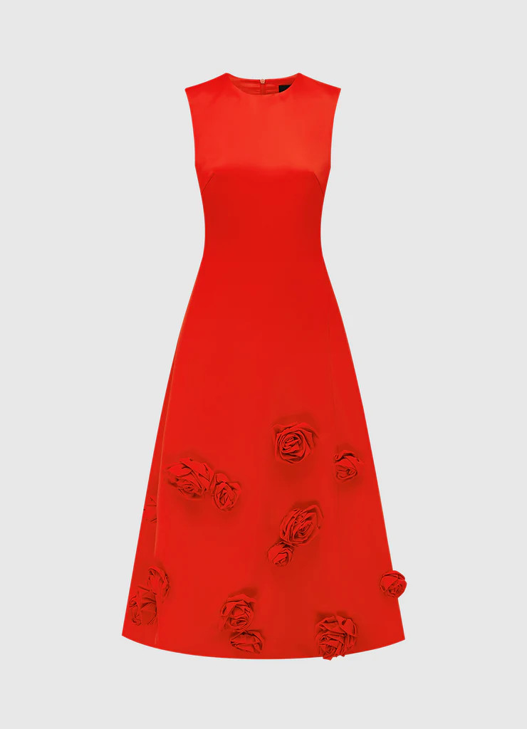 Cleo Sleeveless Midi Dress - Scarlet | LEO LIN