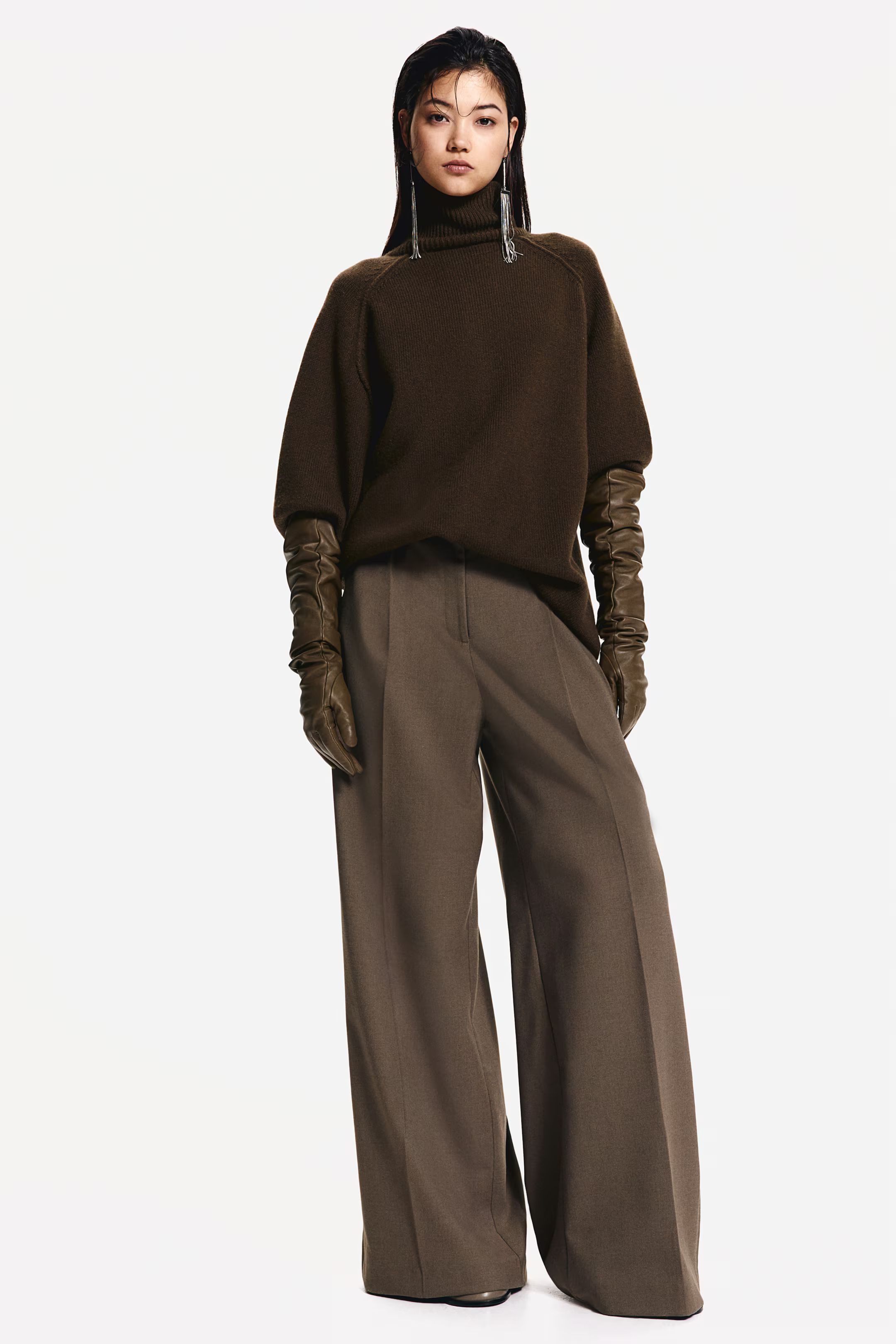 Wide-Leg Twill Pants | H&M (US + CA)