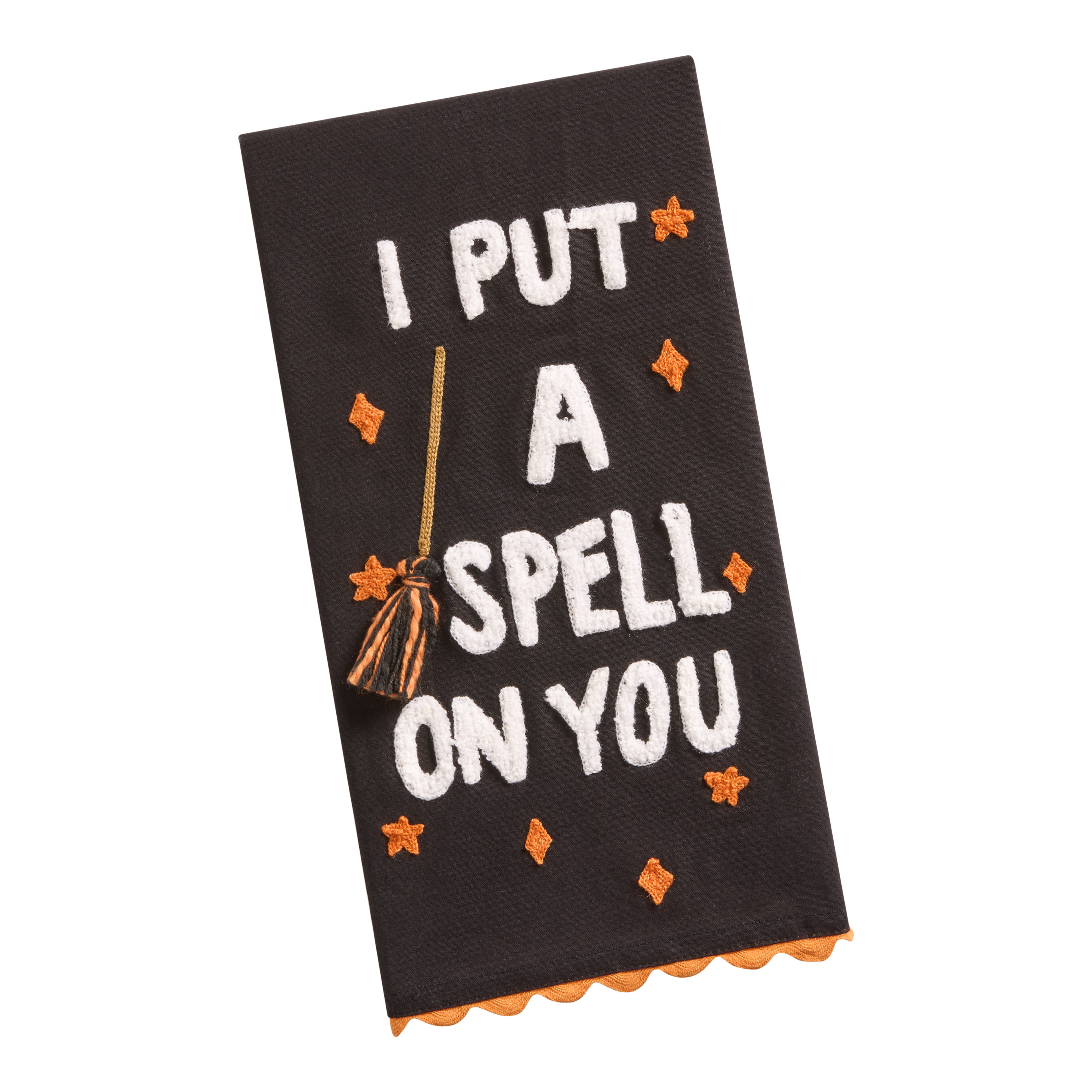 Black and Orange I Put a Spell on You Embroidered Kitchen Towel | World Market