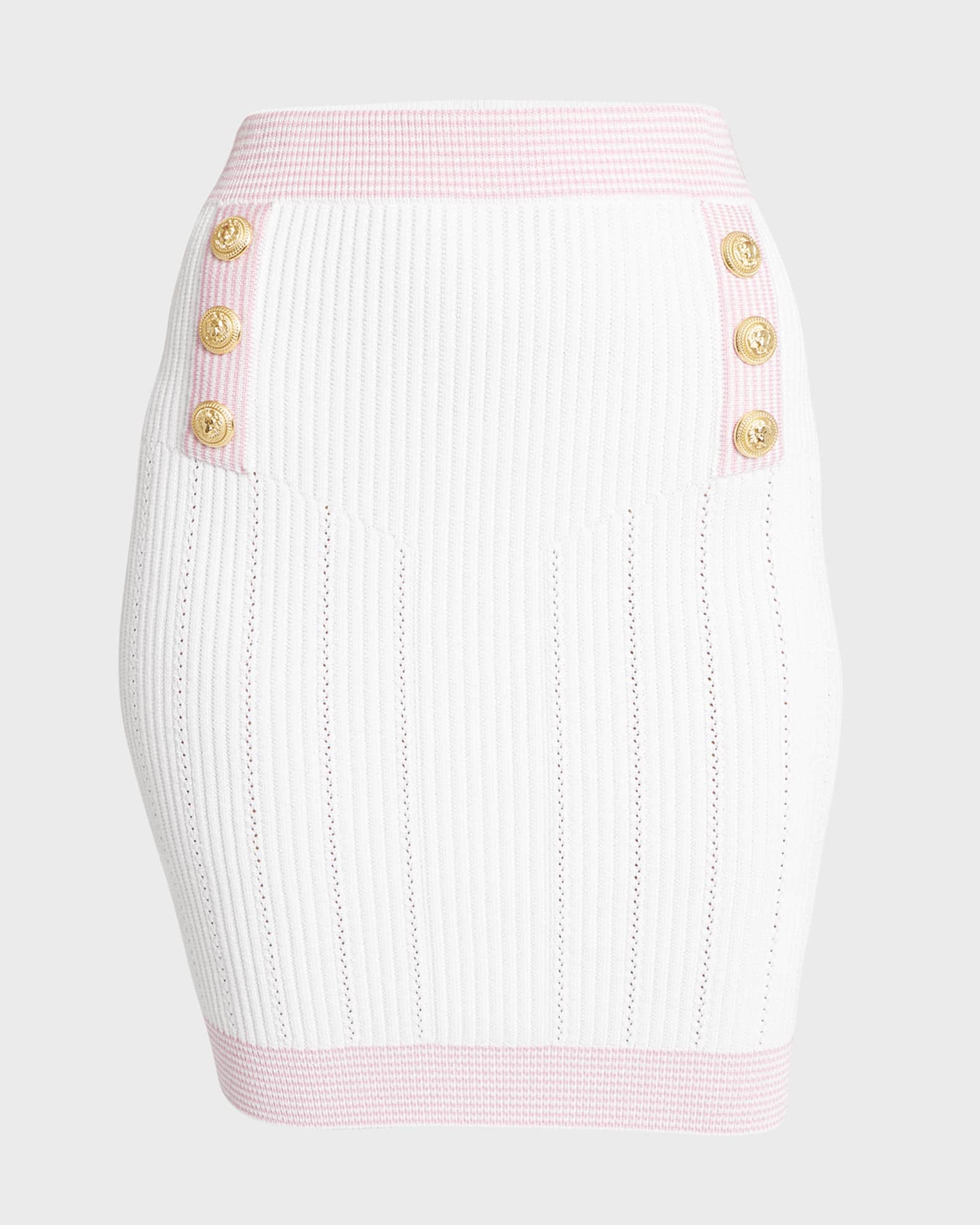 6-Button Pointelle Knit Mini Skirt | Neiman Marcus