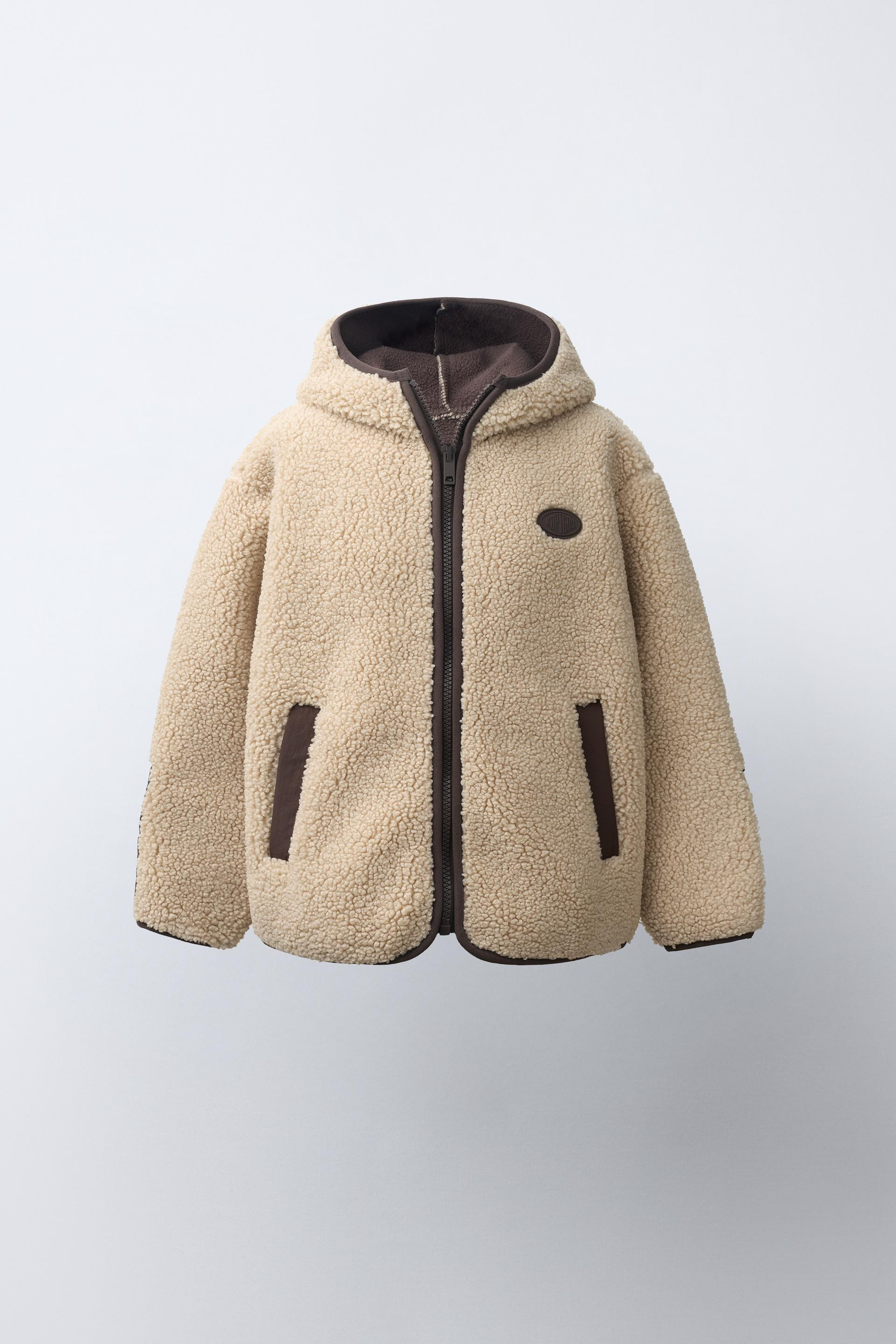Zara - Hooded Faux Shearling Jacket - Ecru - 1½ Years (33,9 Inches) - Kids | Zara US