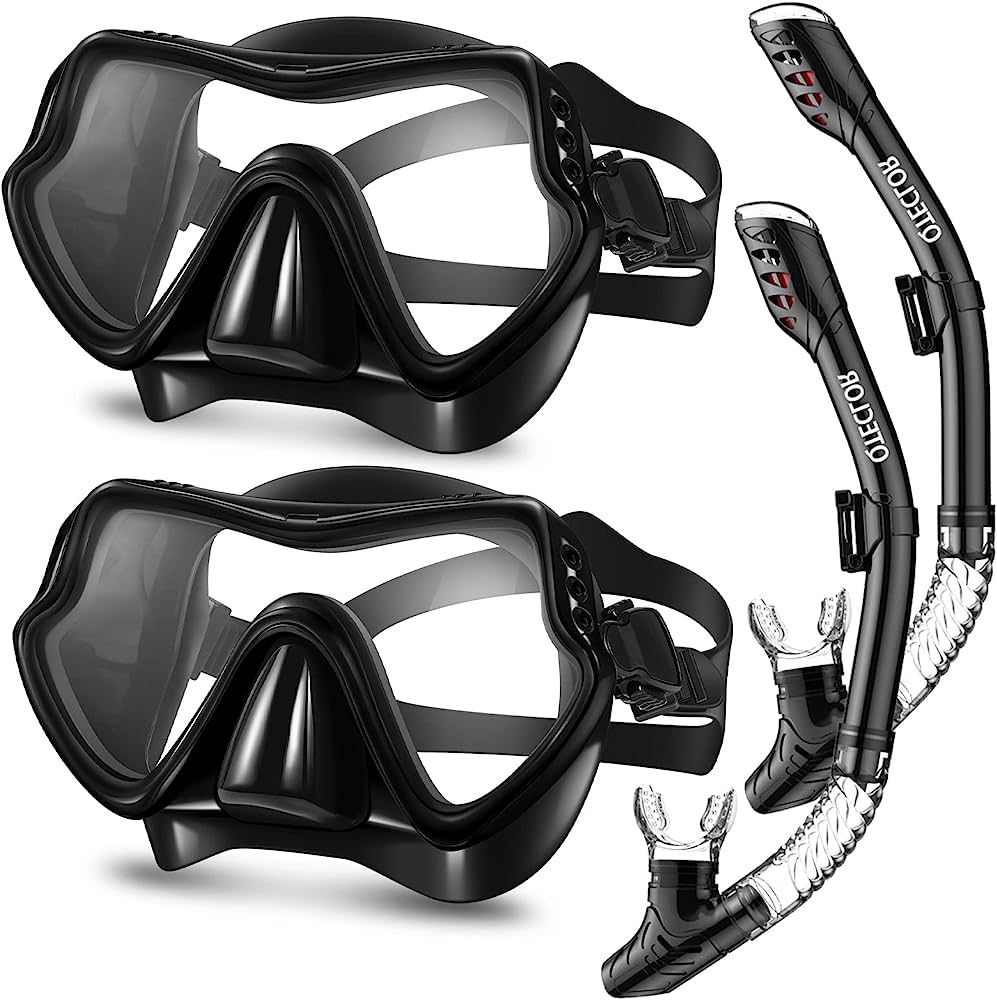 Snorkel Mask Set Snorkeling Gear Dry Snorkel Set and Mask Kids Adults Anti Fog 180 Degree Seaview... | Amazon (US)