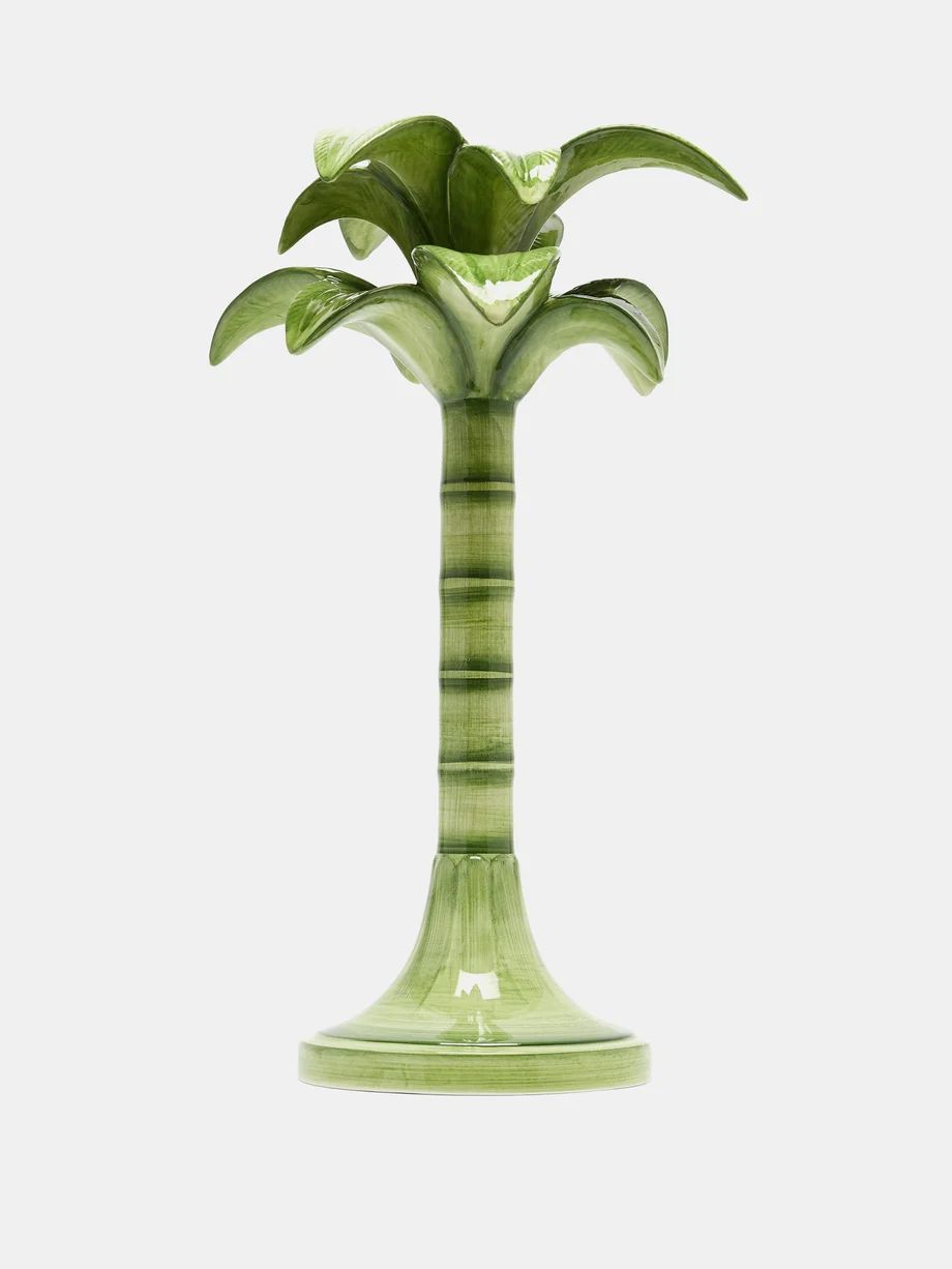 Palm tree large ceramic candlestick holder | Matches (US)