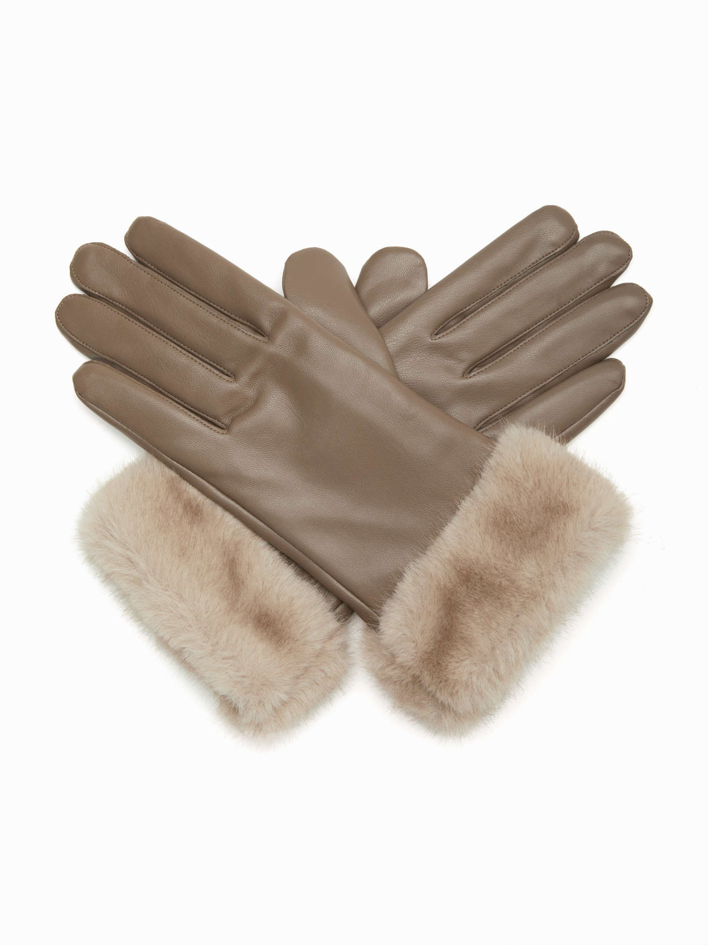 FUZZY & FAUX LEATHER GLOVES For Daily Casual | Cider