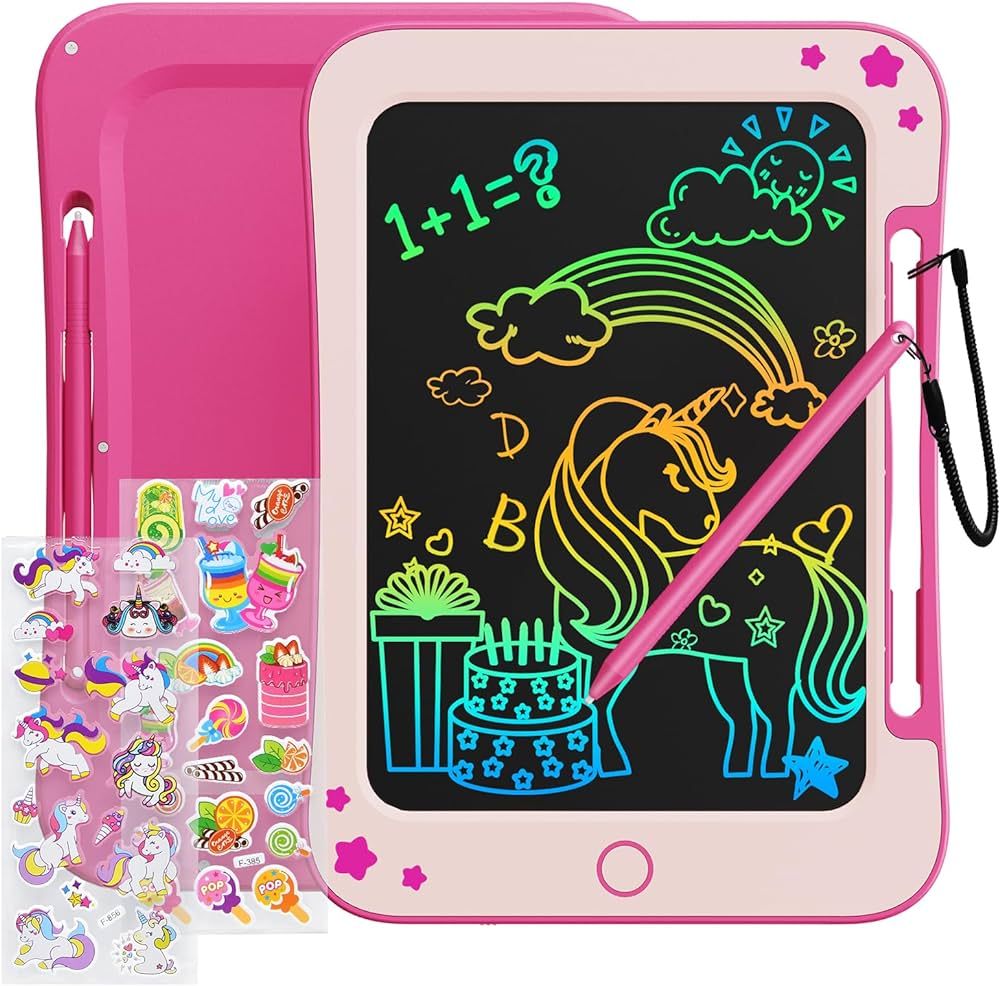 TEKFUN Toddler Toys Gifts - 8.5 Inch LCD Writing Board with Stickers, Colorful Drawing Toy for 3-... | Amazon (US)