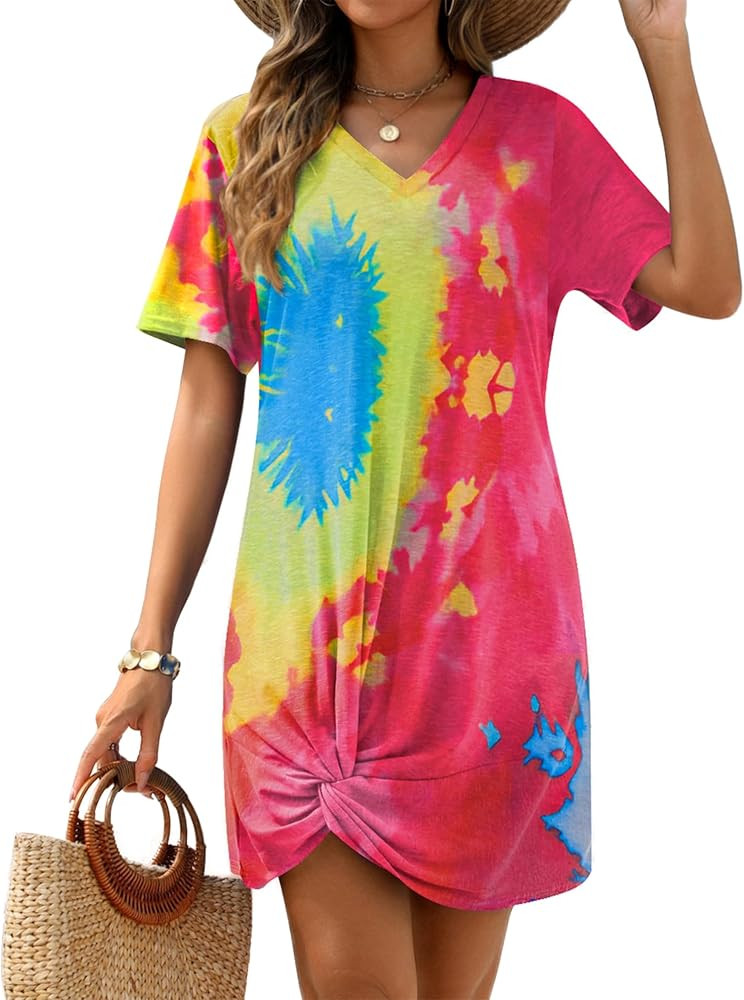 AI'MAGE Swimsuit Cover Ups for Women Short Sleeve Bathing Suit Coverup Casual Bikini Swimwear Bea... | Amazon (US)