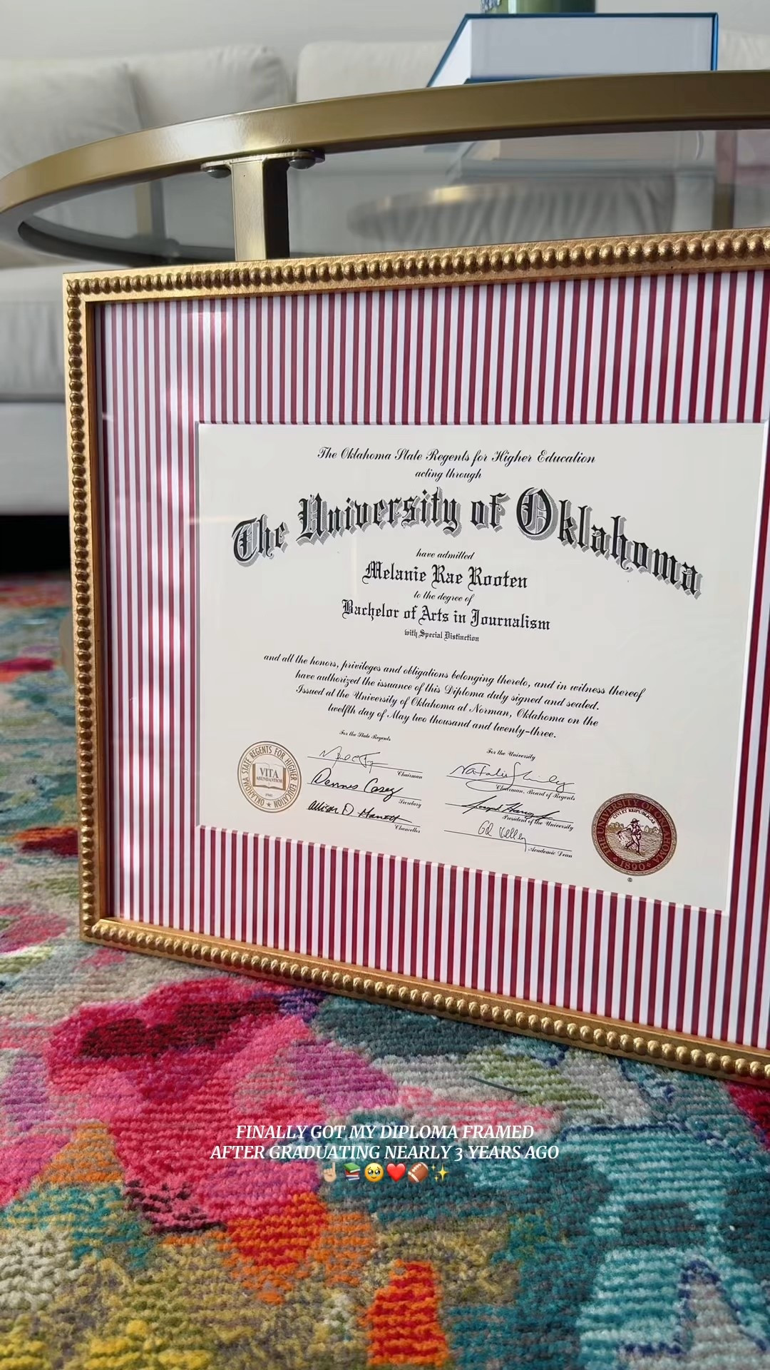 Finally got my diploma framed after graduating nearly 3 years ago!!! ☝🏼📚🥹❤️🏈✨

#LTKHome #LTKU