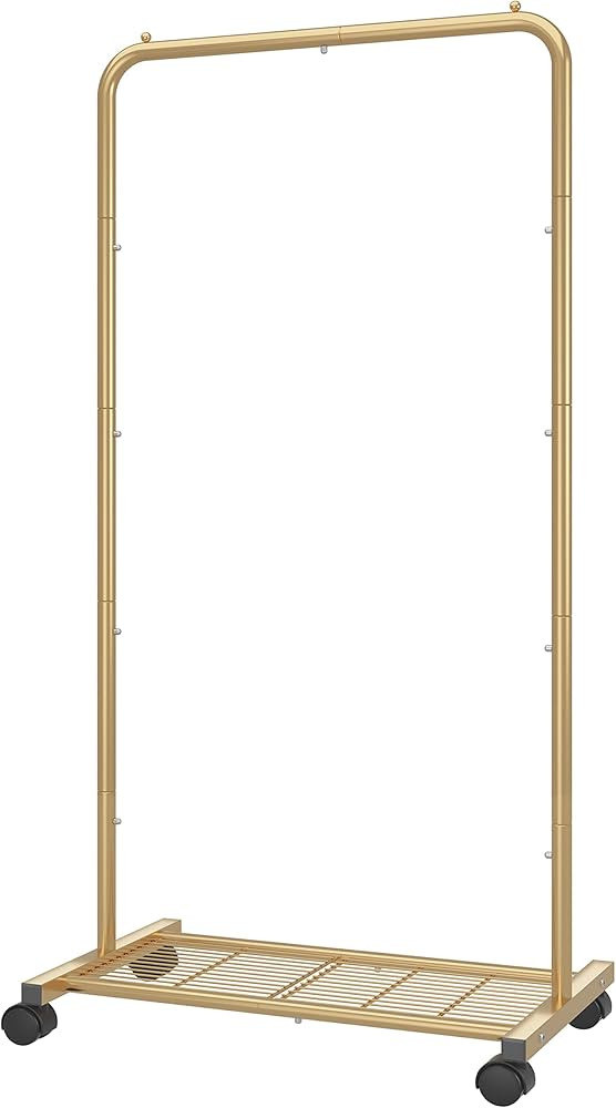 Simple Trending Standard Clothes Garment Rack, Clothing Rolling Rack with Mesh Storage Shelf on W... | Amazon (US)