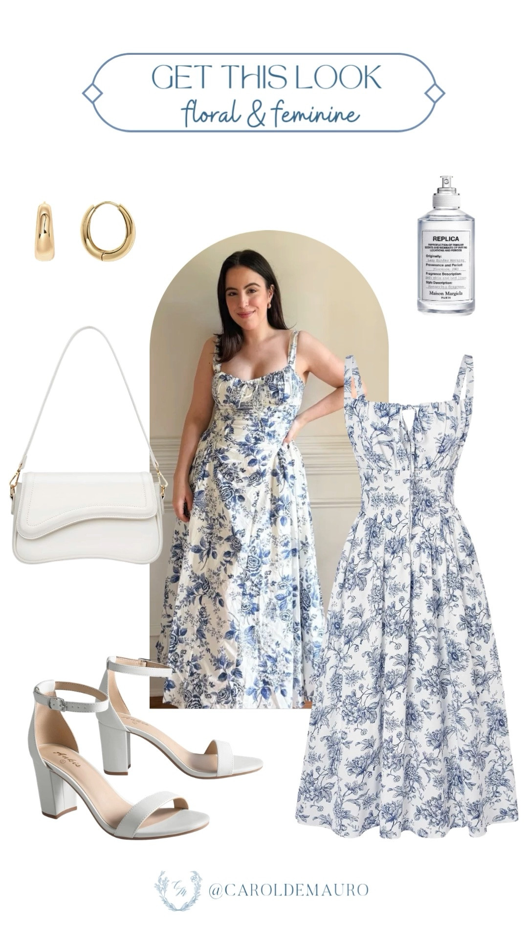 I love how this blue and white floral dress makes me feel so effortlessly feminine for any summer occasion! I paired it with simple gold hoops and my favorite scent to finish off this timeless, romantic look.

vacation style, dressy look, feminine style, seasonal wardrobe, summer outfit, petite fashion, garden party

#LTKSeasonal #LTKU #LTKootd