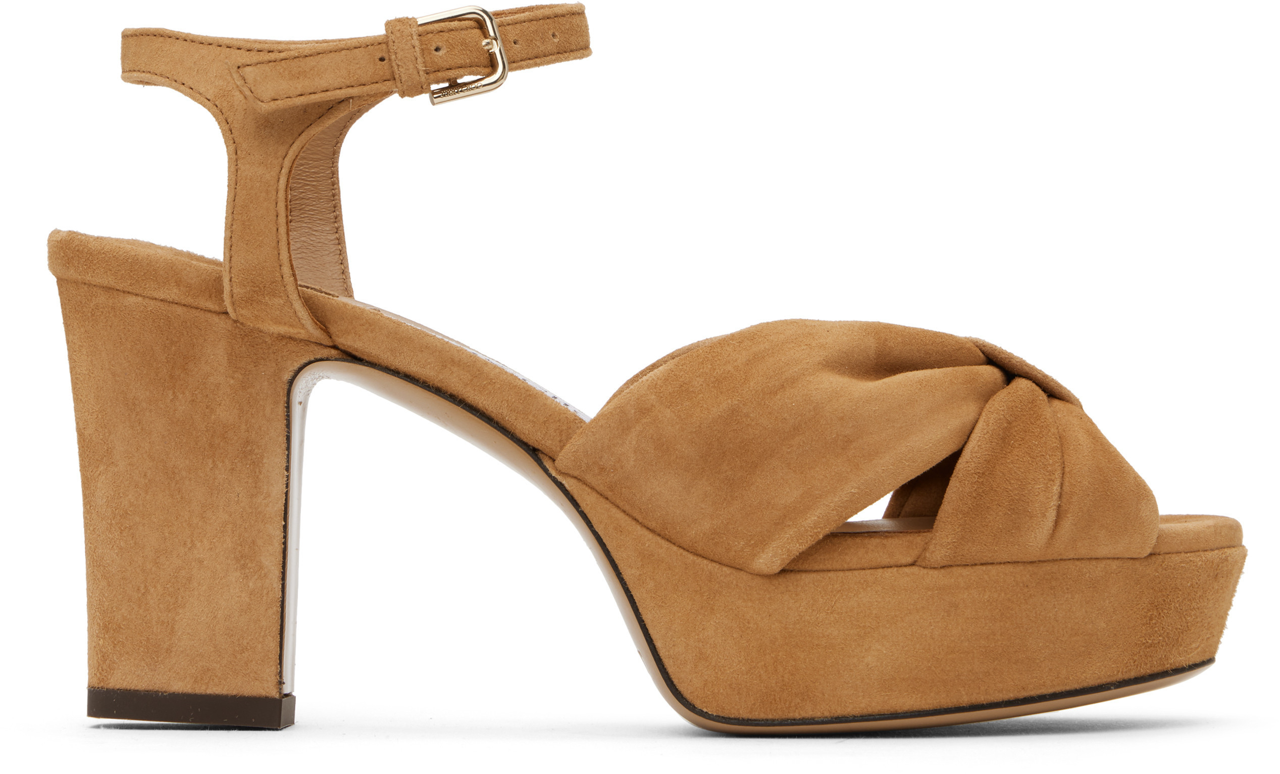 Jimmy Choo Tan Heloise 80 Heeled Sandals | SSENSE