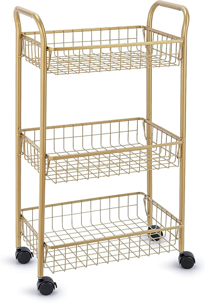 3 Tier Rolling Utility Cart, Storage Trolley Service Cart with Wheels Easy Assembly for Kitchen, ... | Amazon (US)