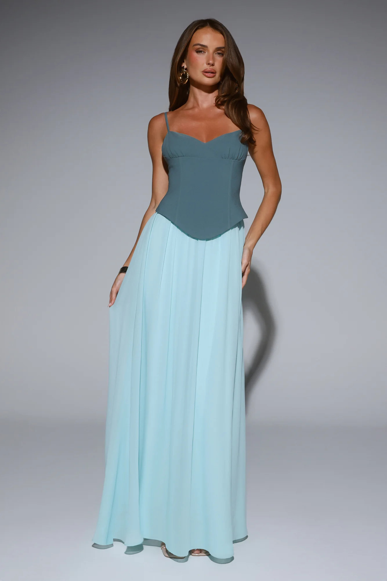 Sleek Society Maxi Dress Teal | Hello Molly (US)