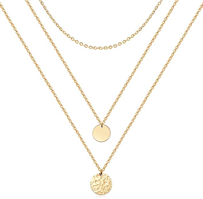 Ldurian Dainty Circle Karma Choker Necklace 14K Real Gold Plated Delicate Circle Necklace for Wom... | Amazon (US)