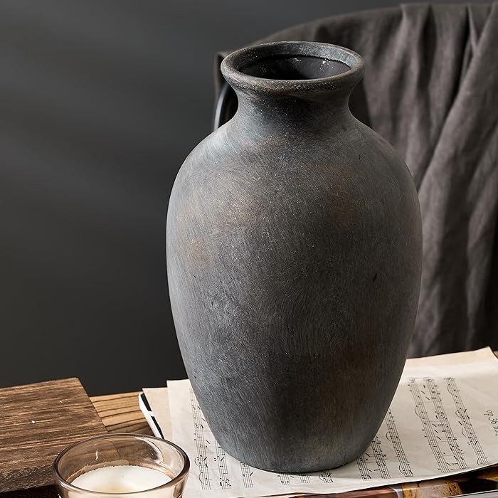 Large Ceramic Rustic Flower Vase, 10.43 Inch Tall Vintage Pottery Home Decor, Farmhouse Terracott... | Amazon (US)