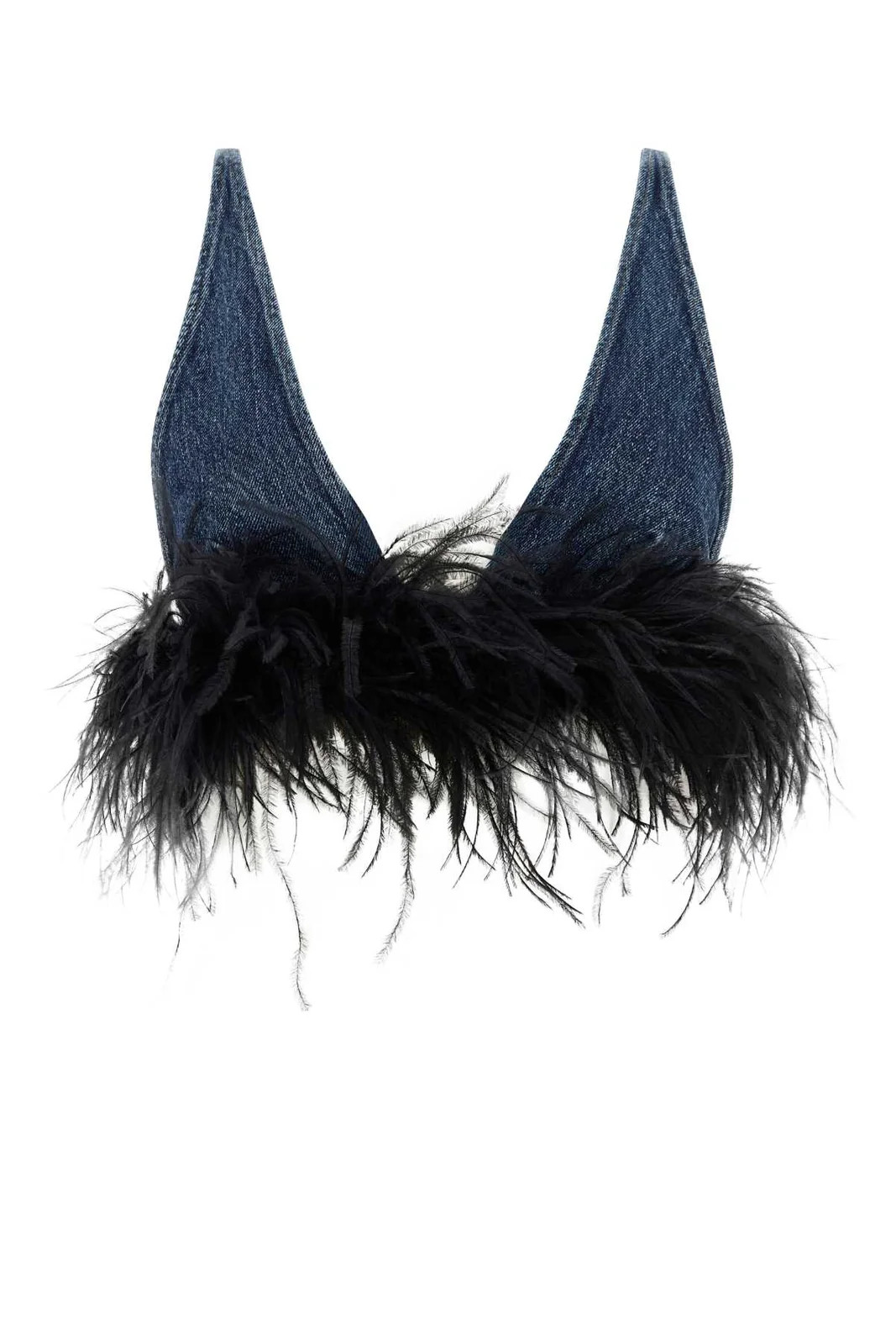Miu Miu Denim Cropped Top | Cettire Global
