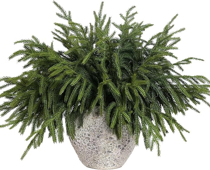 YXZZWL 16 Pcs Christmas Norfolk Pine Branches, 18 Inch Real Touch Artificial Norfolk Pine Branch ... | Amazon (US)
