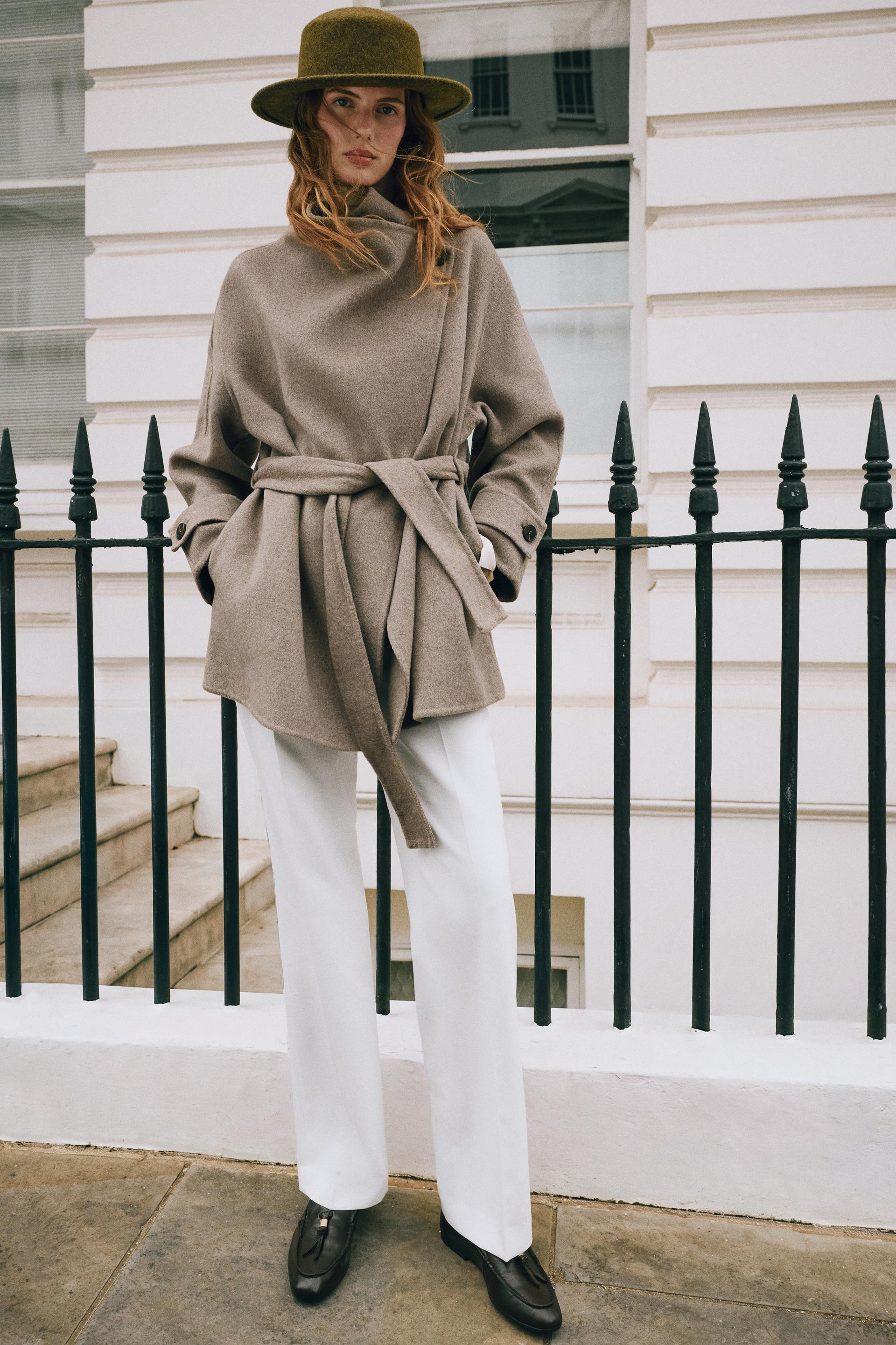 WOOL-BLEND BELTED DOUBLE-BREASTED COAT | Zara Canada
