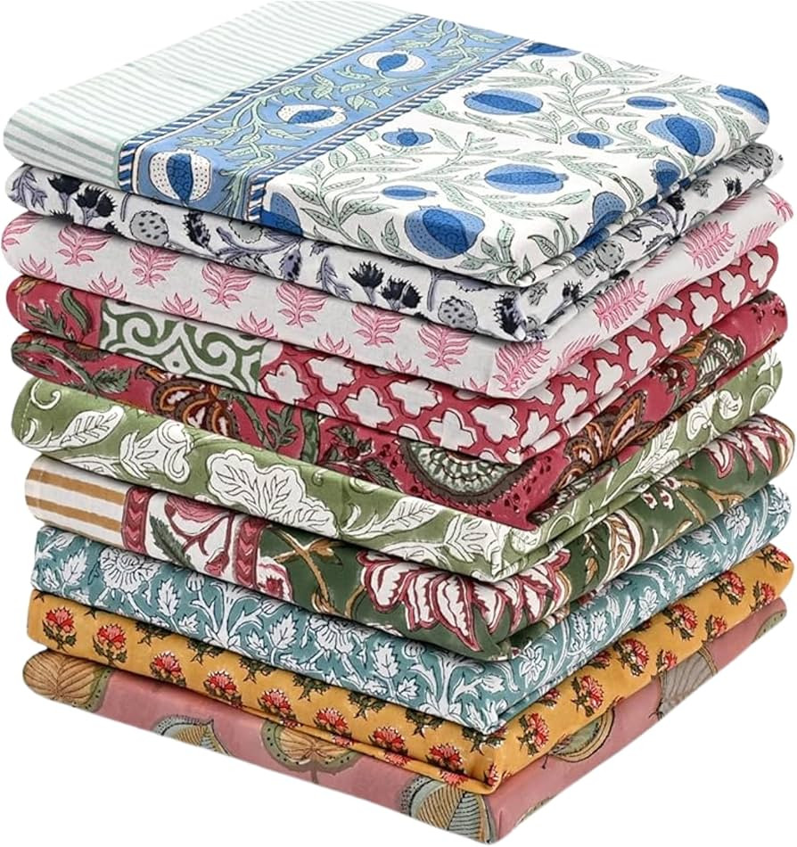 Ridhi Mix Hand Block Print Cotton Kitchen Towel Set of 6-16 x28 Ultra Absorbent Quick Dry 100% Co... | Amazon (US)