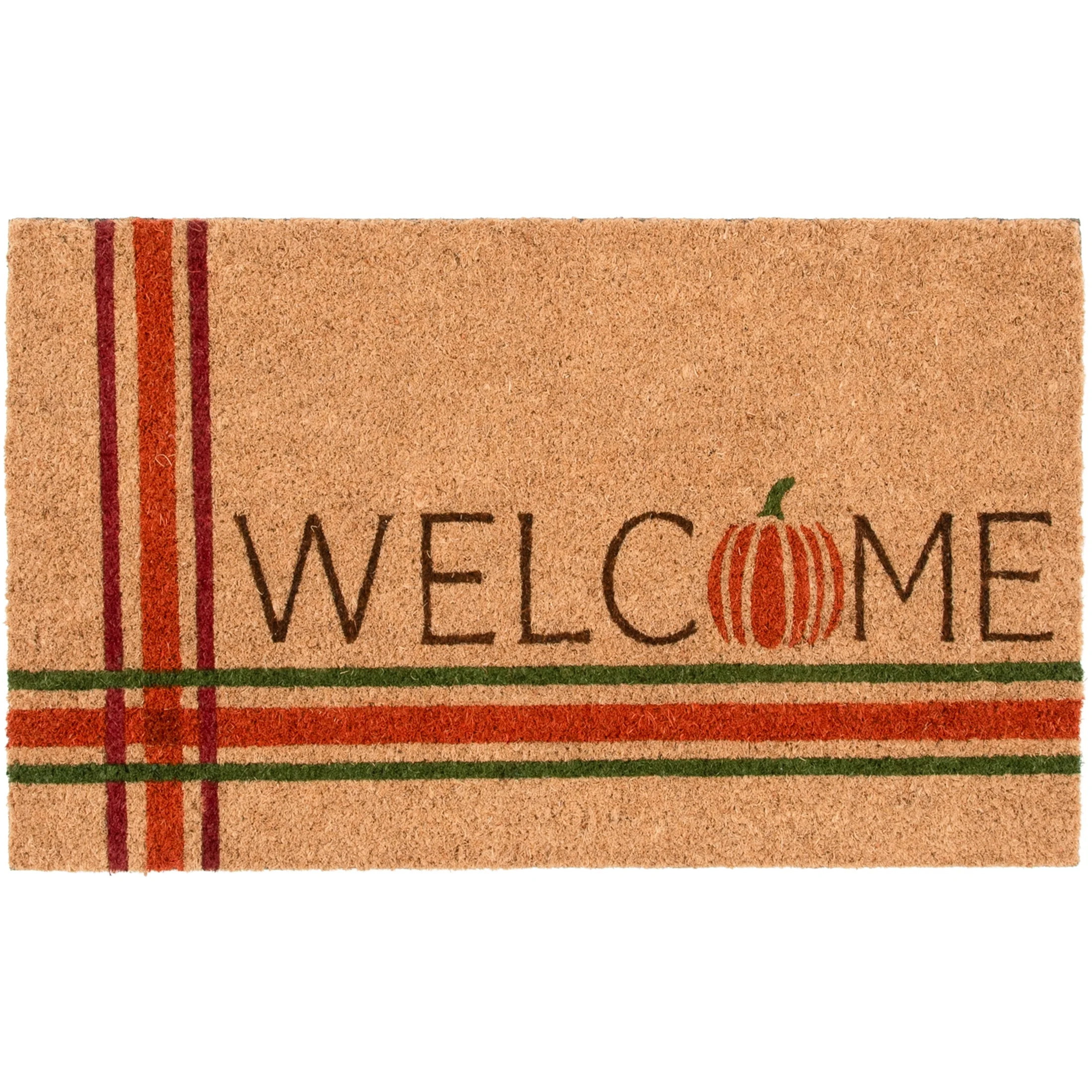 Way To Celebrate Plaid Pumpkin Welcome Coir Outdoor Mat, 18"x30" | Walmart (US)