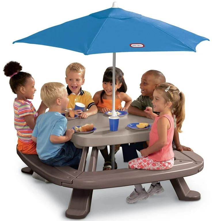 Little Tikes Outdoor Fold 'N Store Kids Picnic Table Toy with Market Umbrella, Multi-Color, Ages ... | Walmart (US)