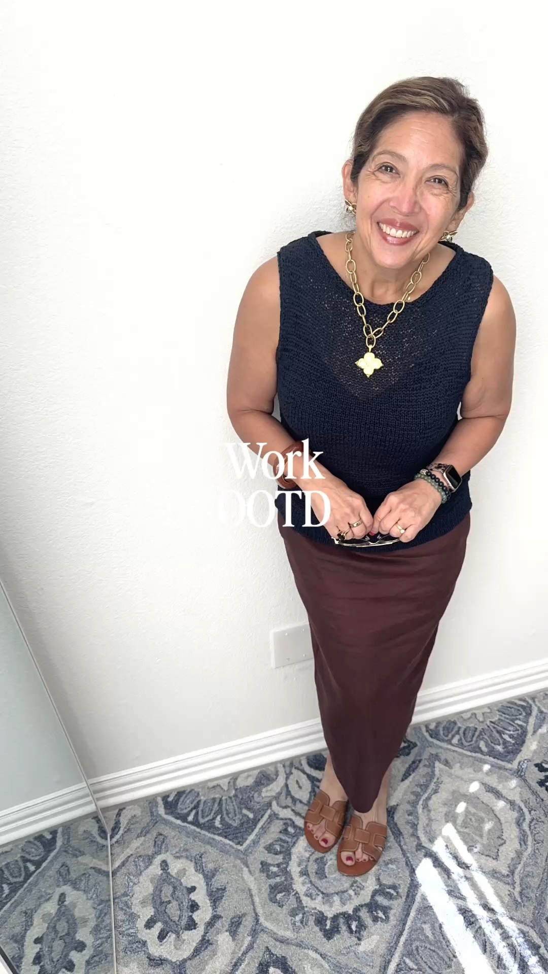 This is my work from home outfit of the day. I also have a couple of errands and I’m meeting someone for lunch so I wanna look and feel pulled together but stay cool because it’s very, very, hot outside.
Wearing the new Montauk sweater from J.Crew and I paired it with the vintage Lynne skirt from Ann Taylor. I added some jewels a fun sandal and I’m ready to go out the door less than five. 
￼￼ I’m Elisa, a wardrobe stylist, founder of Turnkey Style, and author of The Style Advantage: I Say What HR Can’t. I work with one on one with professional women as well as leaders and corporate teams so they show up authentically, on brand, and with confidence. 
I’m also a mom of two grown boys, a wife, a post-menopausal woman in business, 5’4”, a size 12/14 on the bottom and L on top. 
I’ve been everything from a size 10–18+, which is why fit, function, and real life always come first.

#LTKootd #LTKgrwm #LTKWorkwear