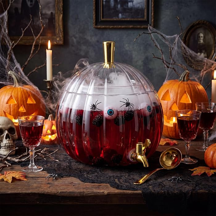 Potchen Halloween Pumpkin Plastic Drink Dispenser 1.3 Gallon,Clear | Amazon (US)